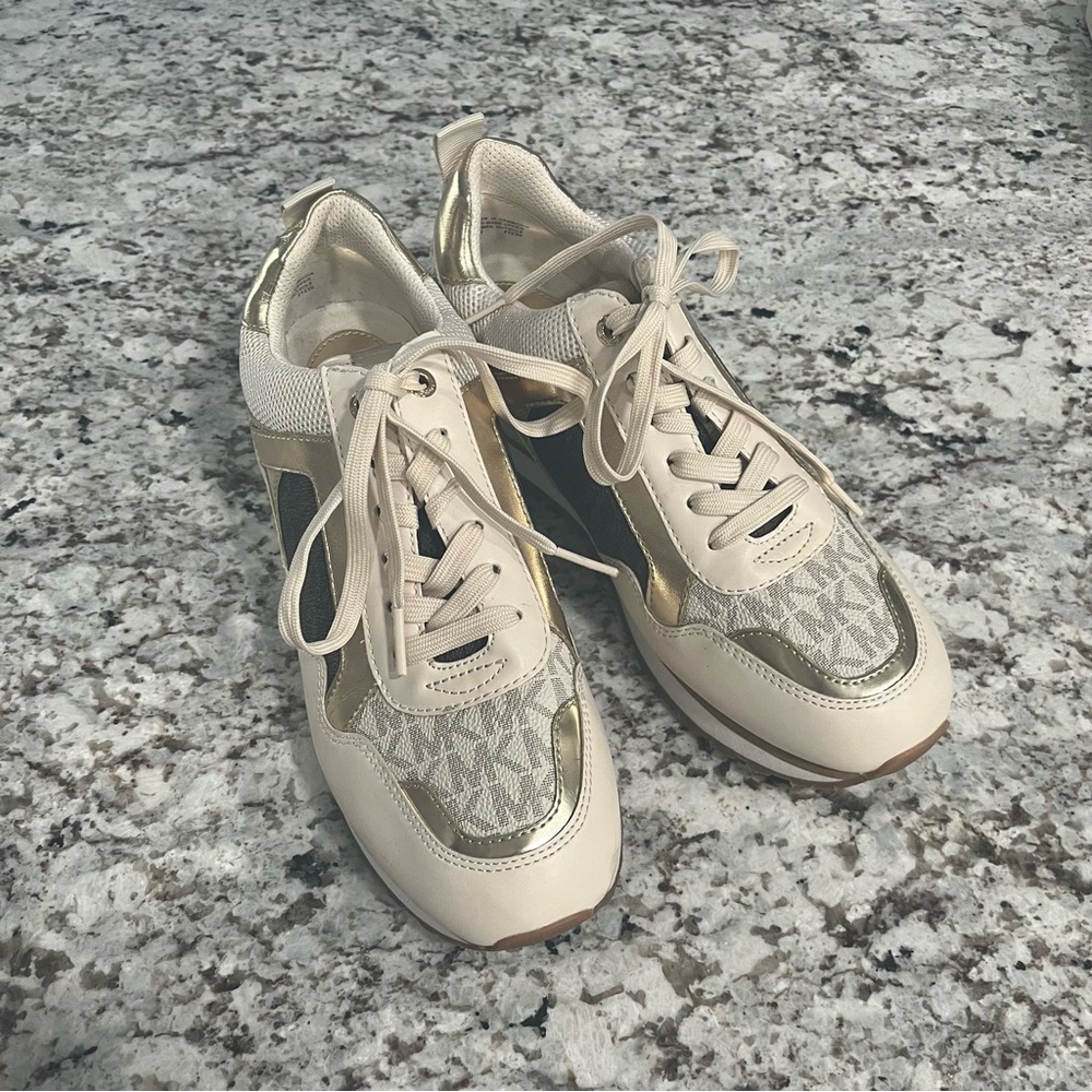 Michael Kors Cream and Gold Sneakers